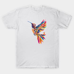 Rainbow Wings: Vibrant Hummingbird T-Shirt